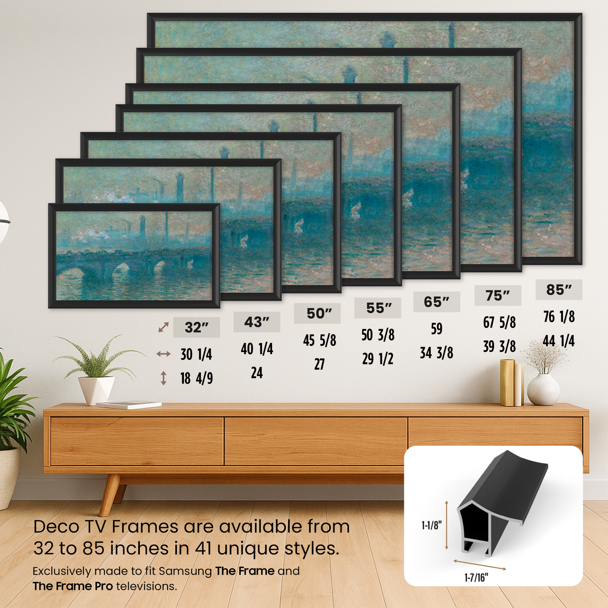 Anodized Black - Alloy Prismatic Samsung Frame TV Bezel