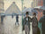 "Rainy Day, Paris Street" by Gustave Caillebotte  uses muted colors to draw our eye to the subjects.