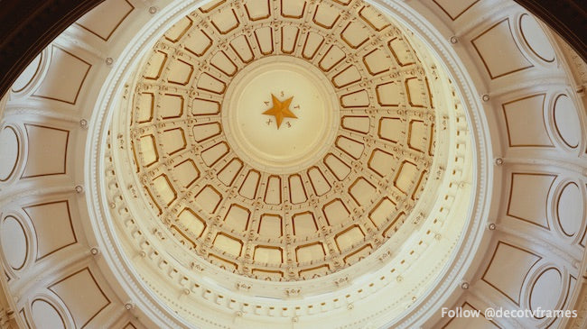 The rotunda ceiling of the Texas capitol in Austin