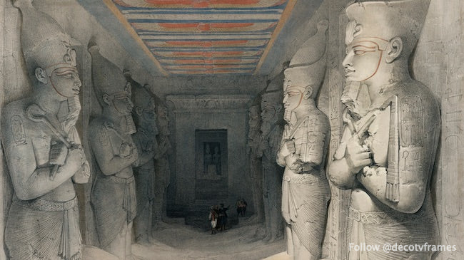Illustration de l'intérieur du temple d'Aboo Simbel Nubie