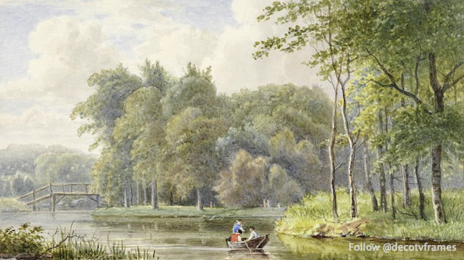 Landschap met figuren dans un roeibootje