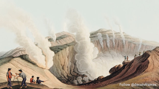 Cráter en la isla del volcán desde vistas de los dominios otomanos, de Europa, de Asia y de algunas de las islas del Mediterráneo (1810)