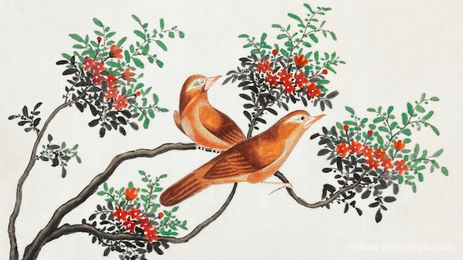 Pintura china que representa pájaros de China (ca.1800-1899) 